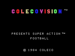 Super-Action Football title screen for Colecovision